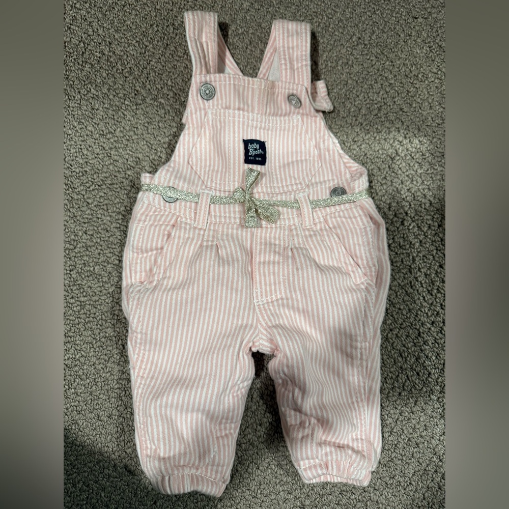 Light Pink Striped Kids Overalls